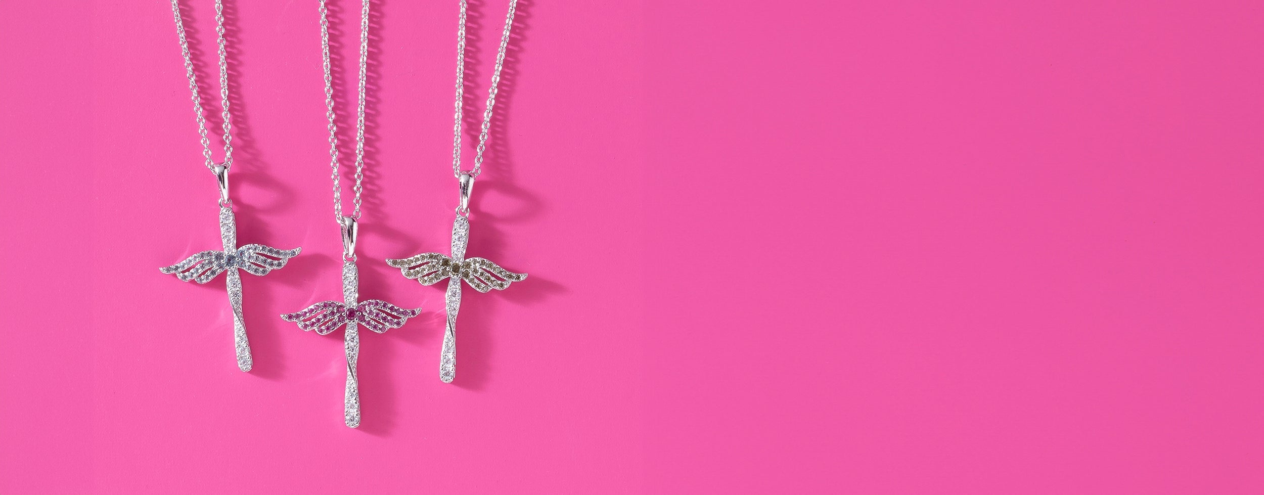 Angel Wing Birthstone Crosses