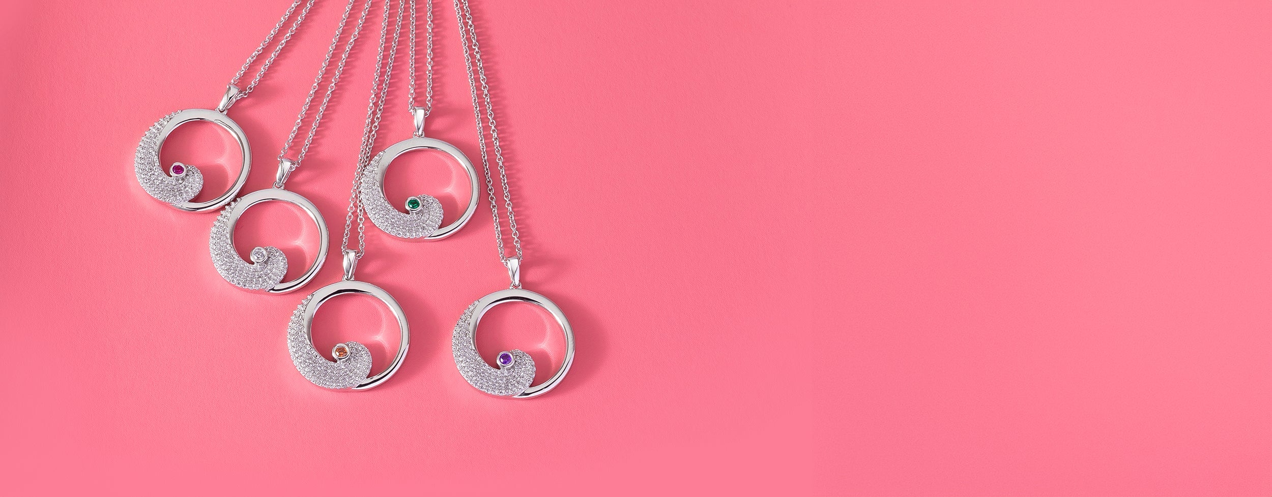 Wave Birthstone Pendants