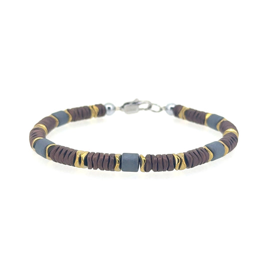 Brown and Gold Beaded Bracelet