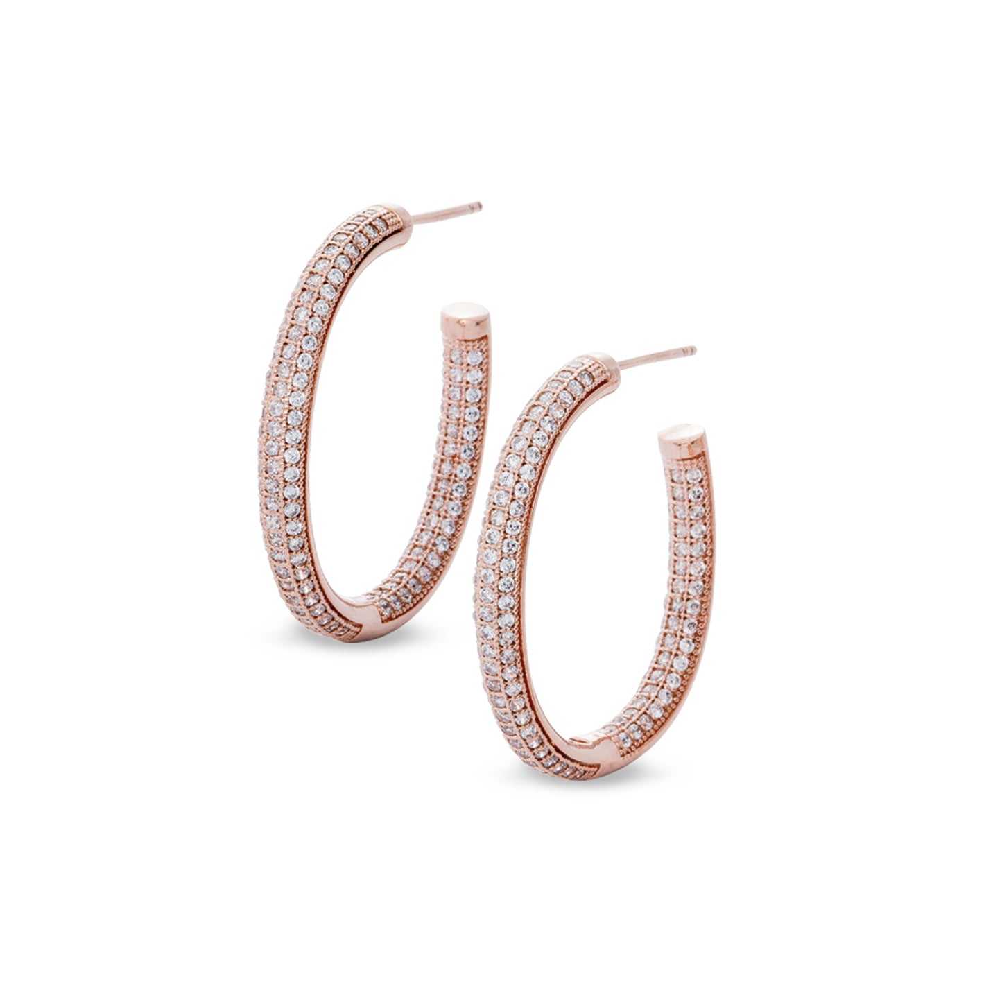 Inside Out Micropave Simulated Diamond Hoop Earrings (BL2008ERG)