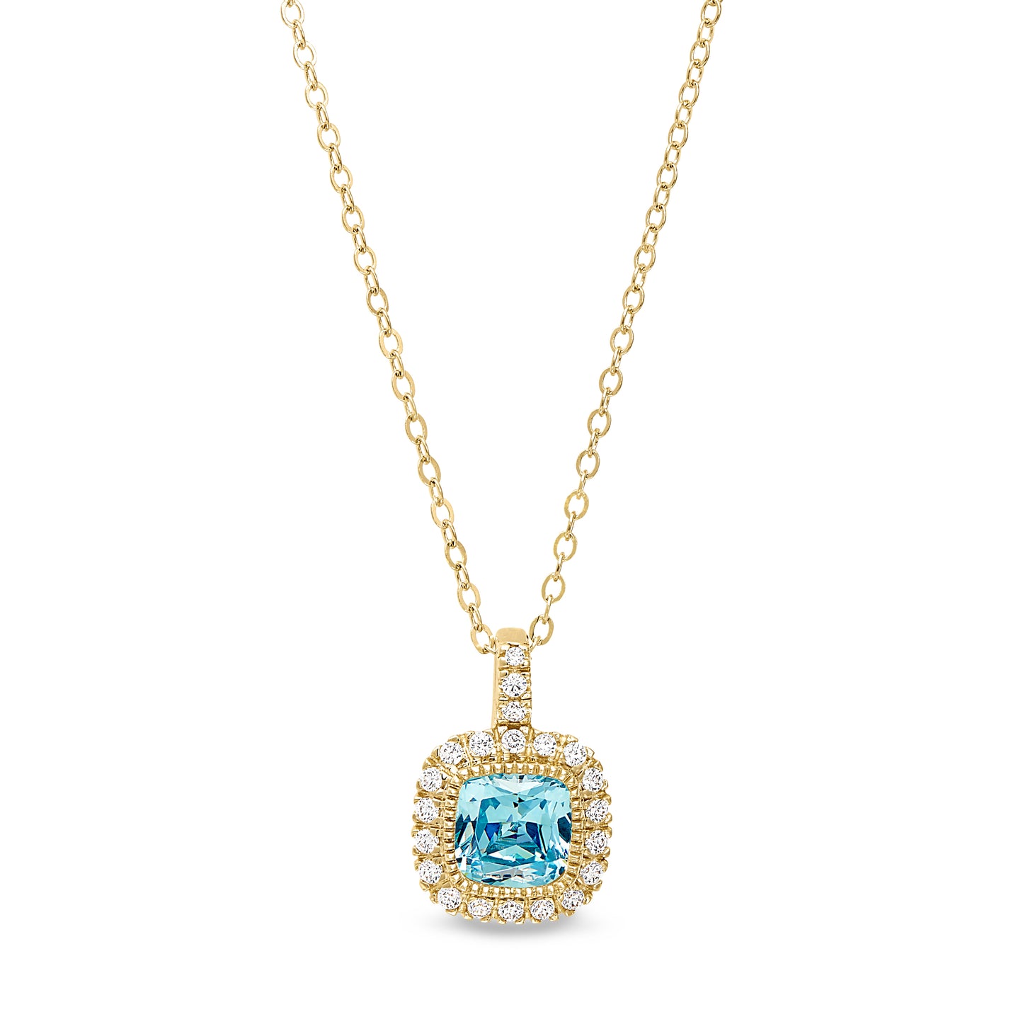 Cushion Cut March Birthstone Pendant