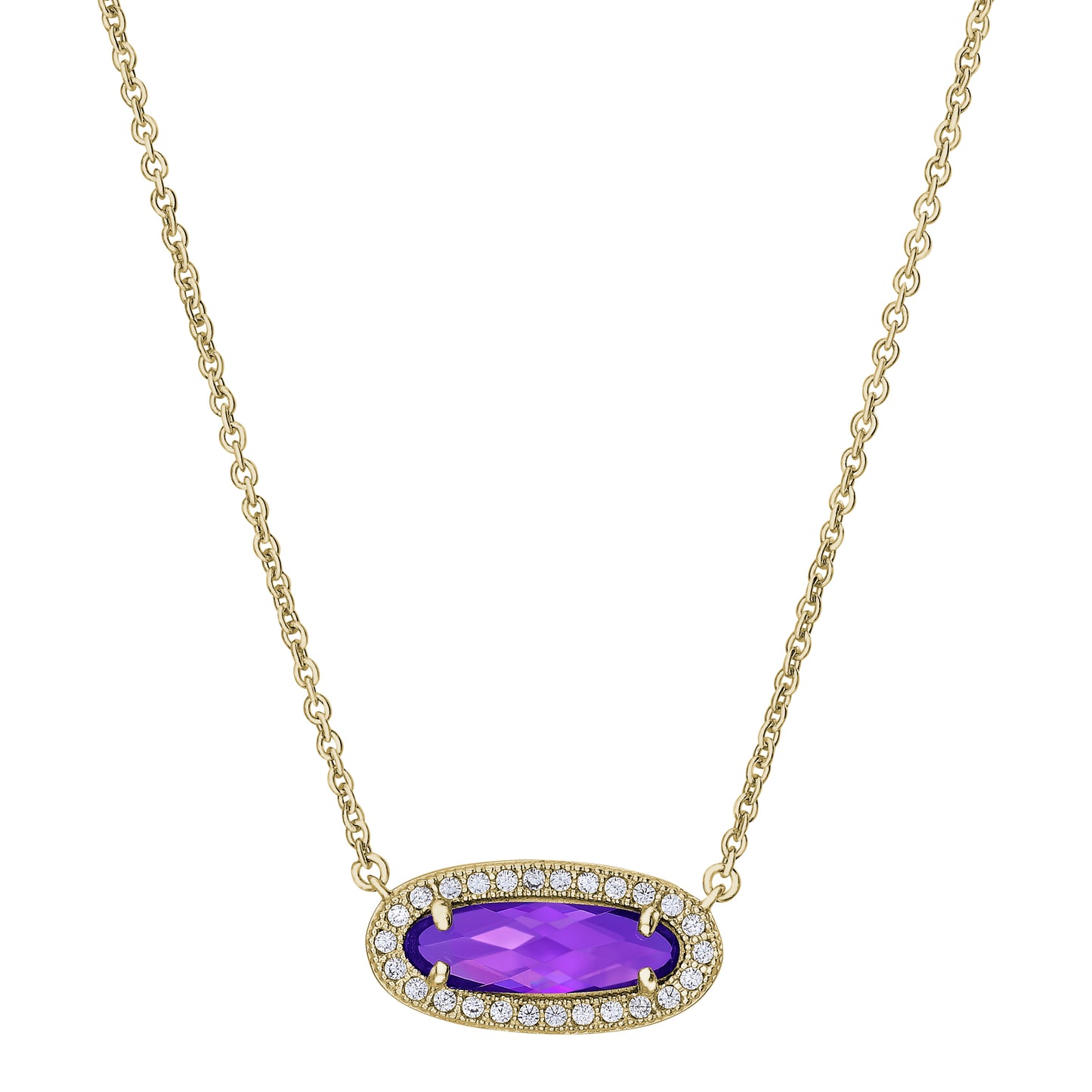 Oblong Simulated Amethyst Necklace (BL2311NG-AMETHYST)