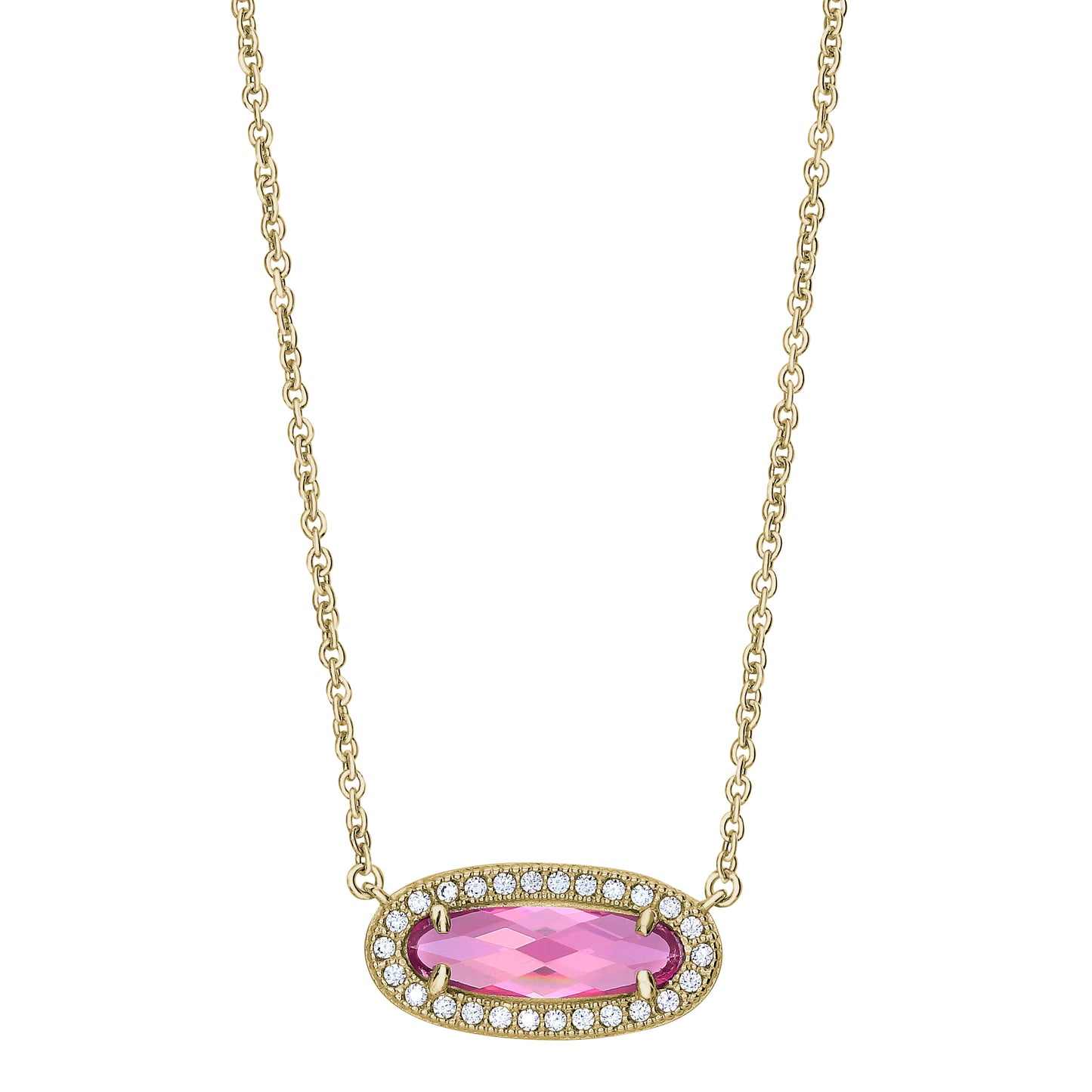 Oblong Simulated Pink Necklace (BL2311NG-PINK)