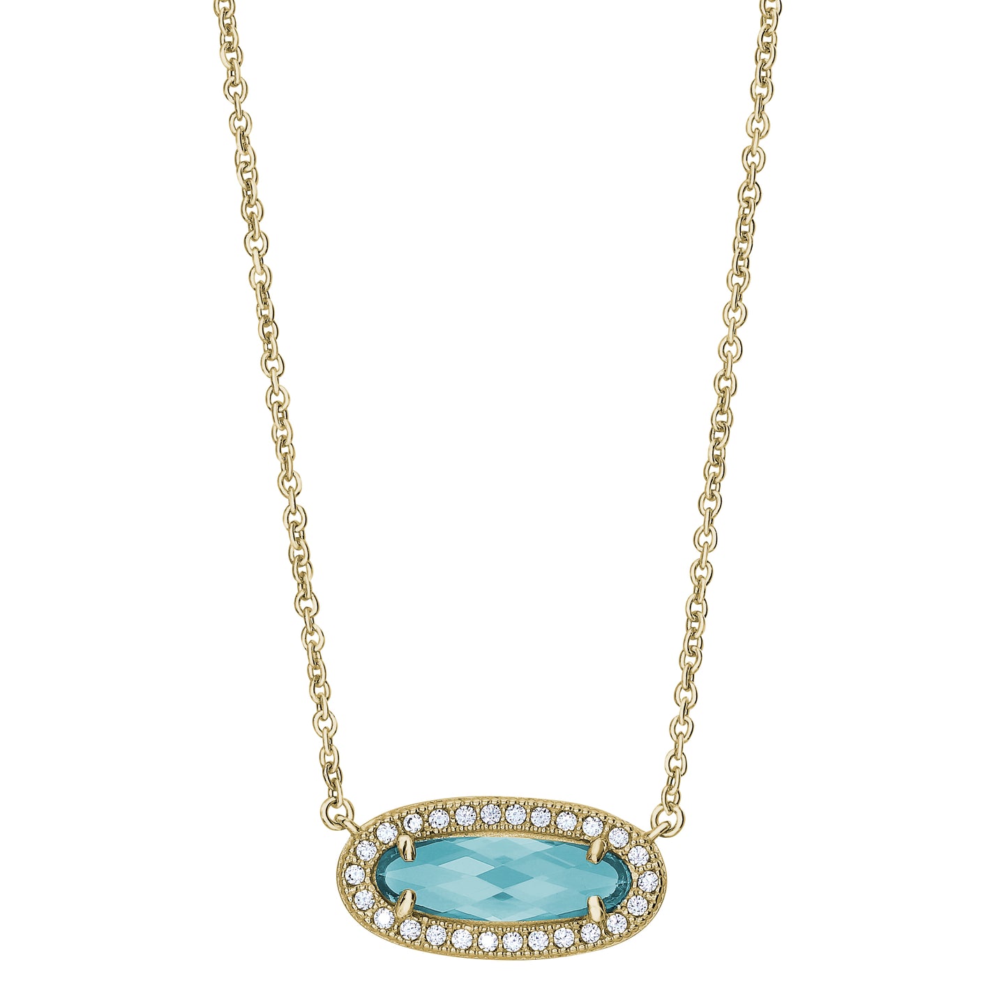 Oblong Simulated Blue Topaz Necklace   (BL2311NG)