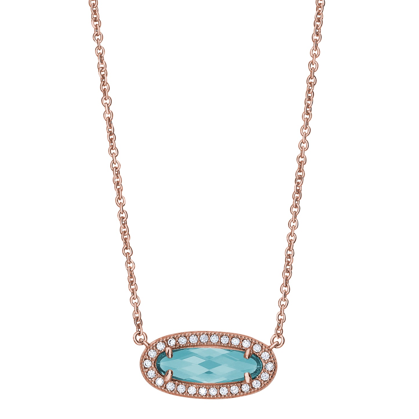 Oblong Simulated Blue Topaz Necklace   (BL2311NRG)