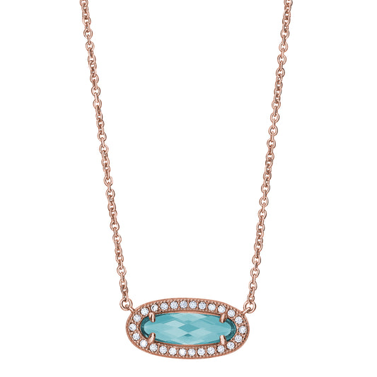 Oblong Simulated Blue Topaz Necklace   (BL2311NRG)