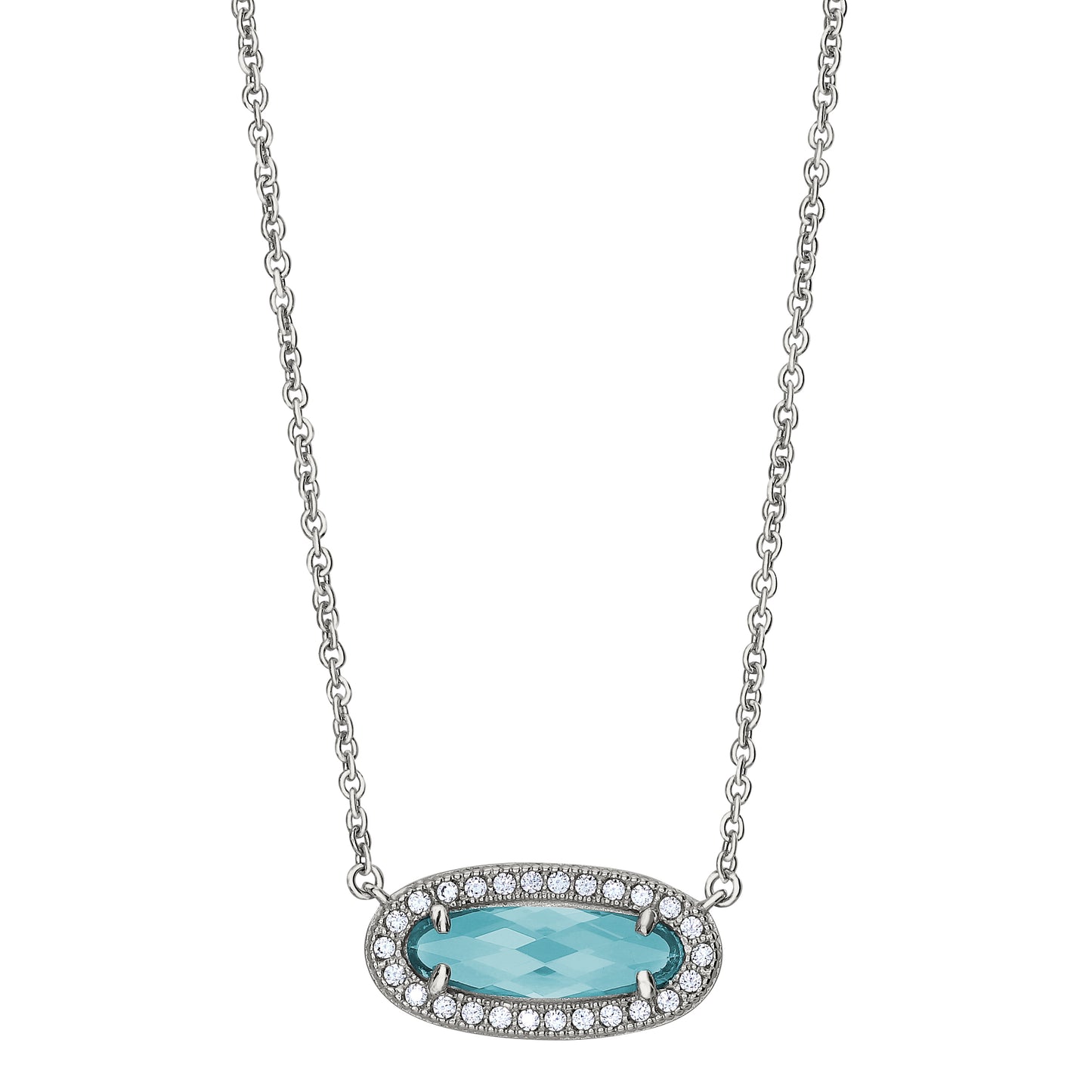 Oblong Simulated Blue Topaz Necklace   (BL2311N)
