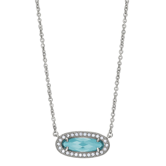 Oblong Simulated Blue Topaz Necklace   (BL2311N)