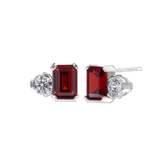 January Emerald Cut Birthstone Earrings