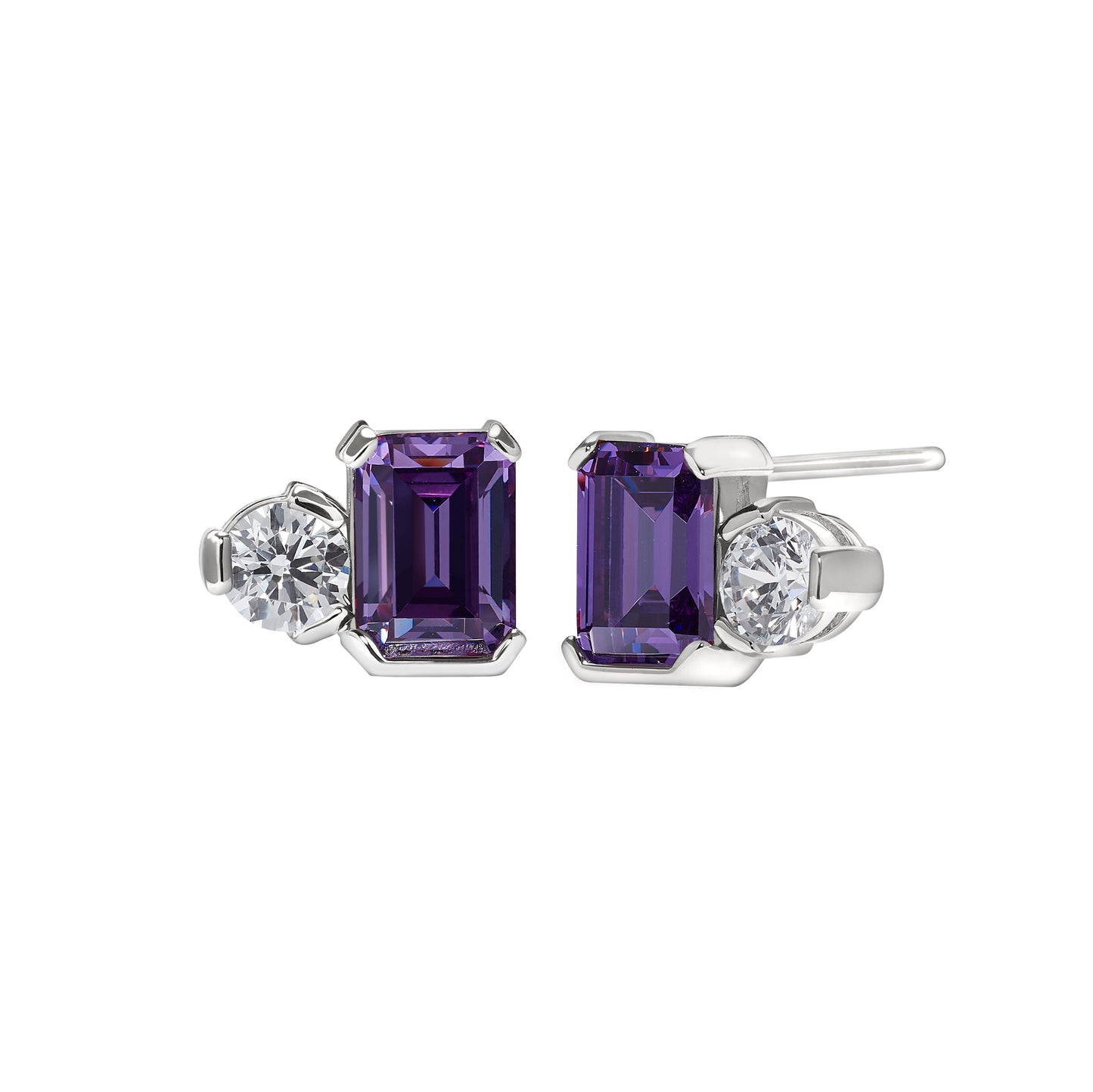 February Emerald Cut Birthstone Earrings (BL2441E2)