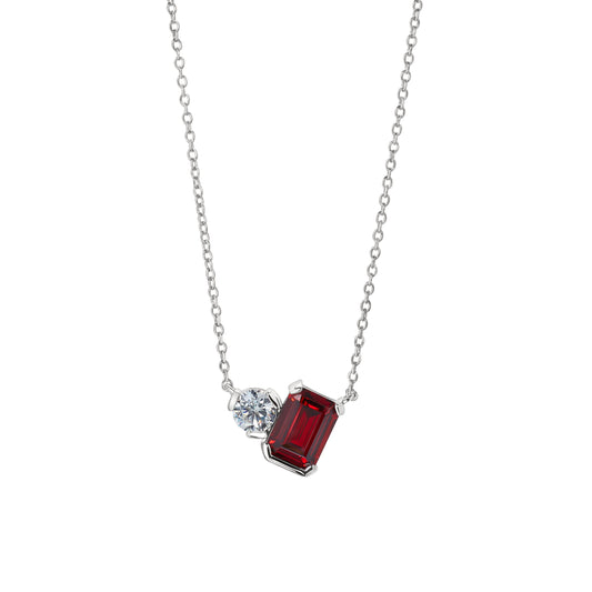 January Emerald Cut Birthstone Necklace