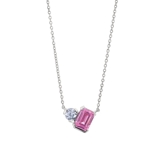 October Emerald Cut Birthstone Necklace