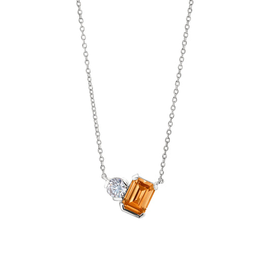 November Emerald Cut Birthstone Necklace