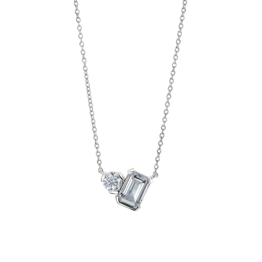 April Emerald Cut Birthstone Necklace