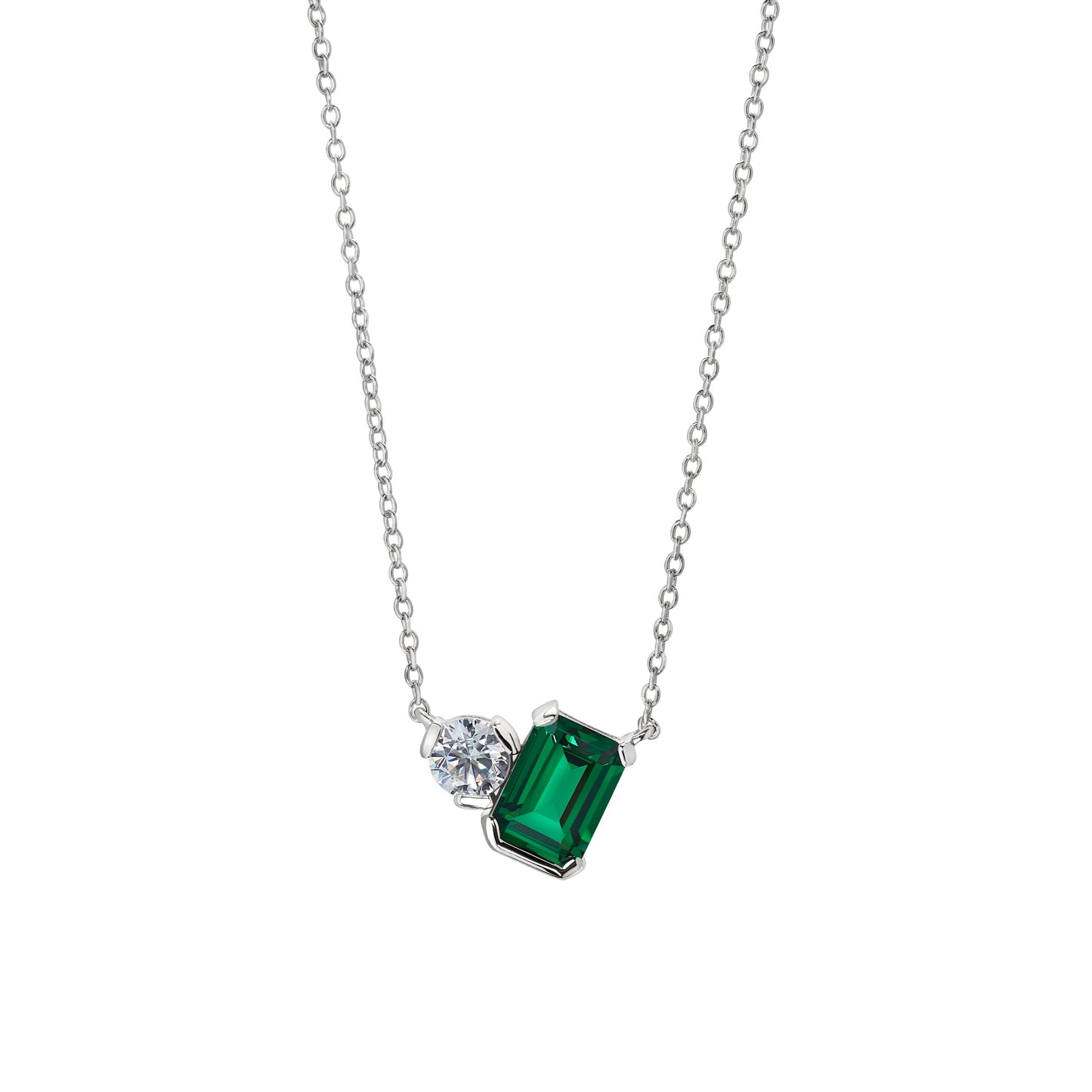 May Emerald Cut Birthstone Necklace