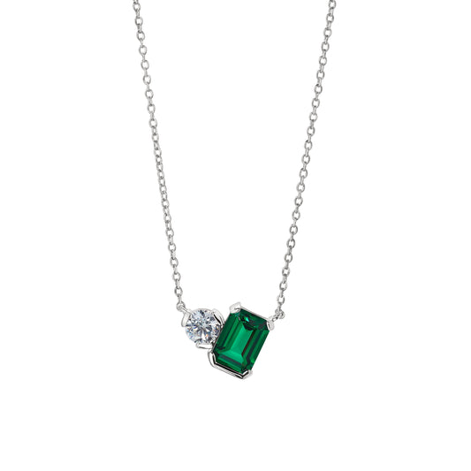 May Emerald Cut Birthstone Necklace