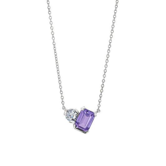 June Emerald Cut Birthstone Necklace