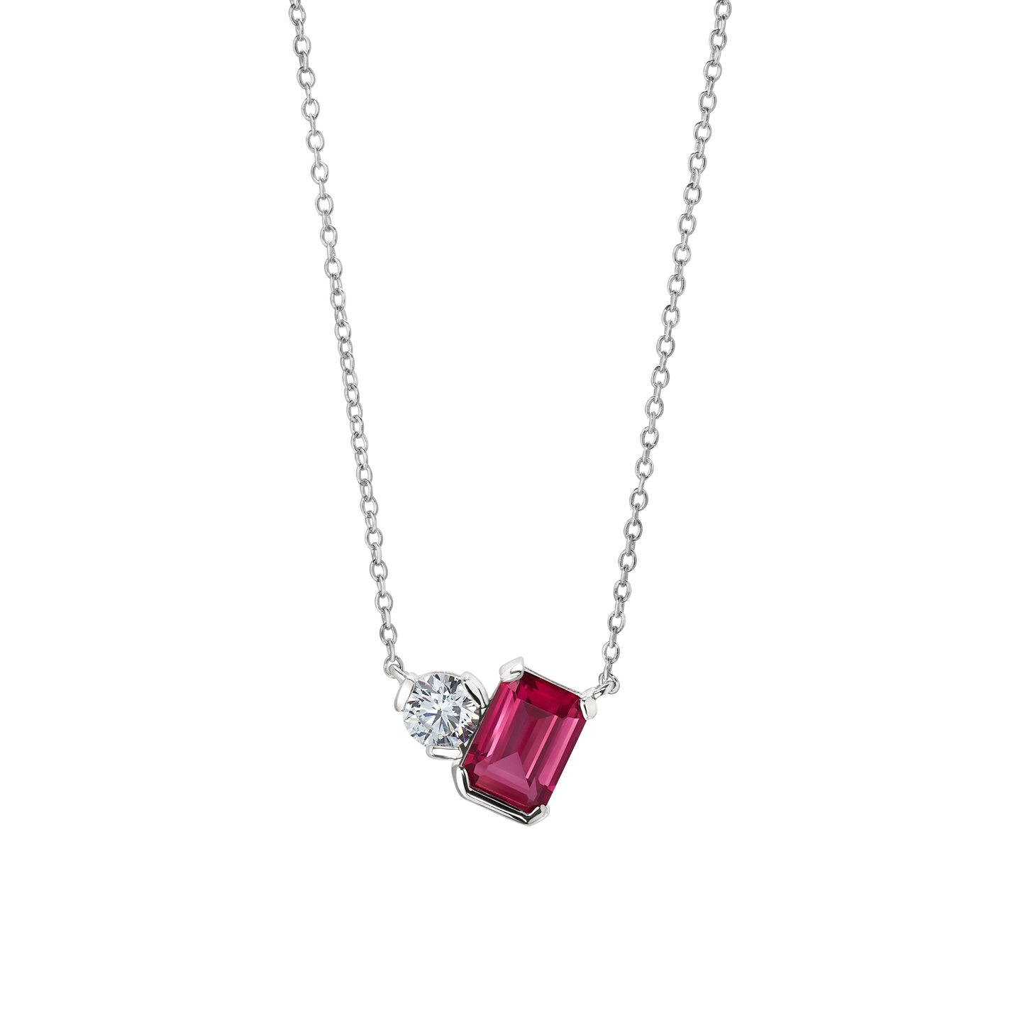 July Emerald Cut Birthstone Necklace