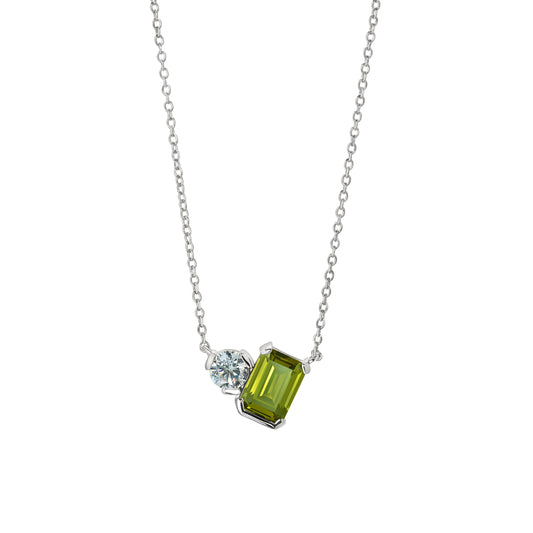 August Emerald Cut Birthstone Necklace