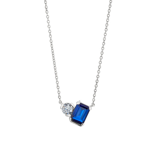 September Emerald Cut Birthstone Necklace