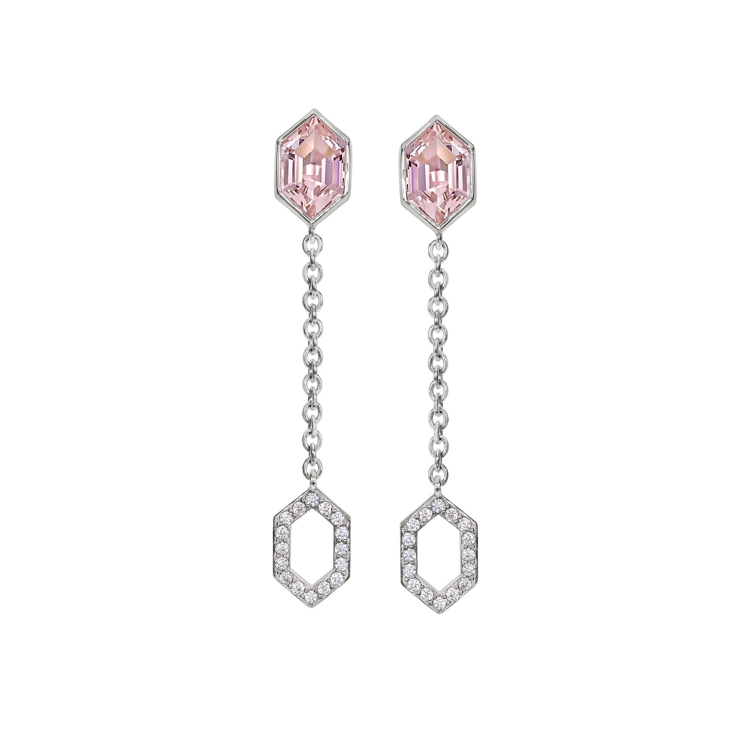 Morganite Hexagon Earrings (BL2442E)
