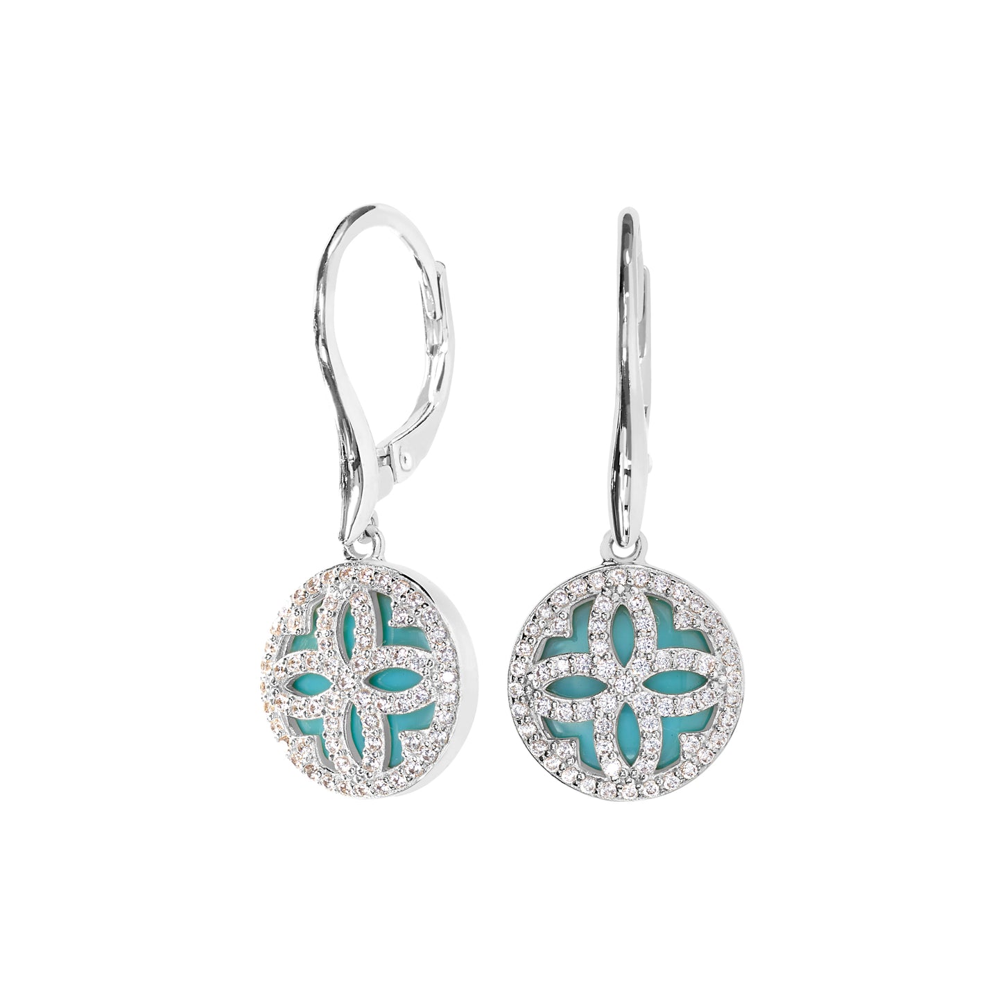 Turquoise Mother of Pearl Clover Earrings (BL2445E)