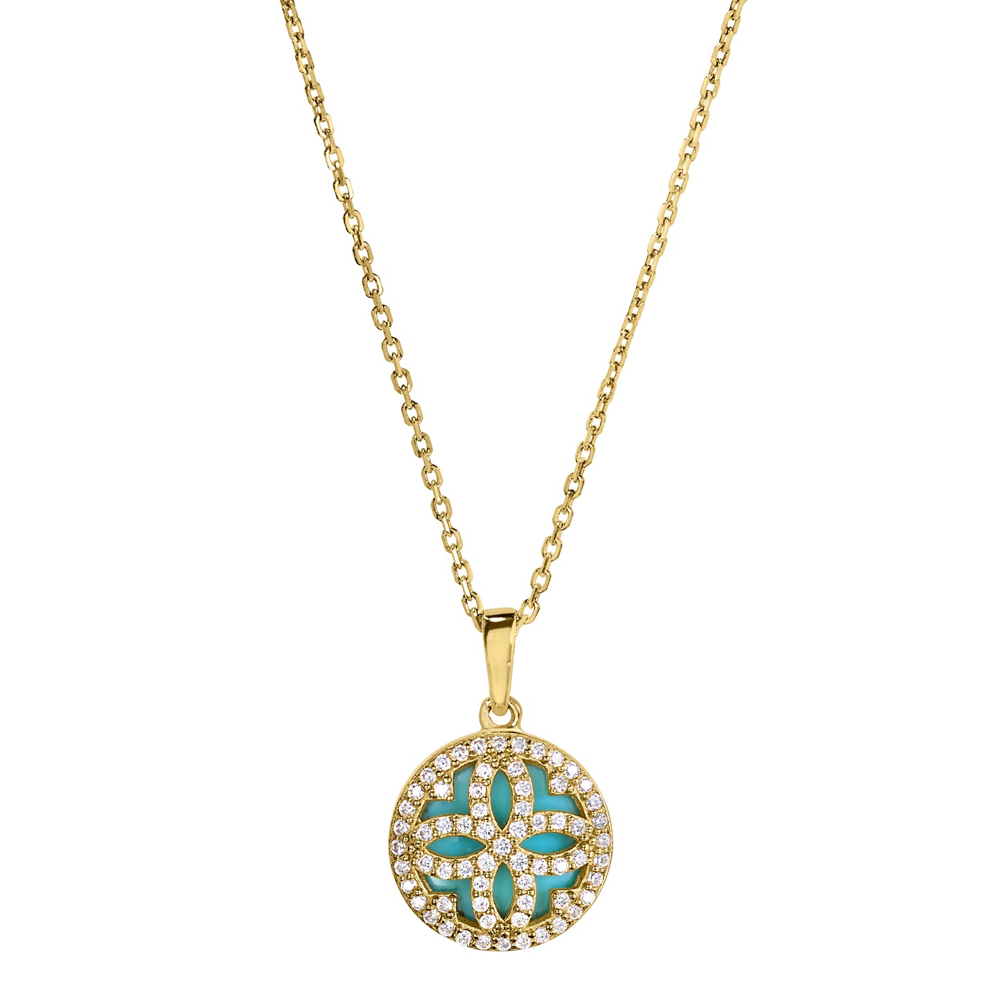 Turquoise Mother of Pearl Clover Pendant (BL2445NG)