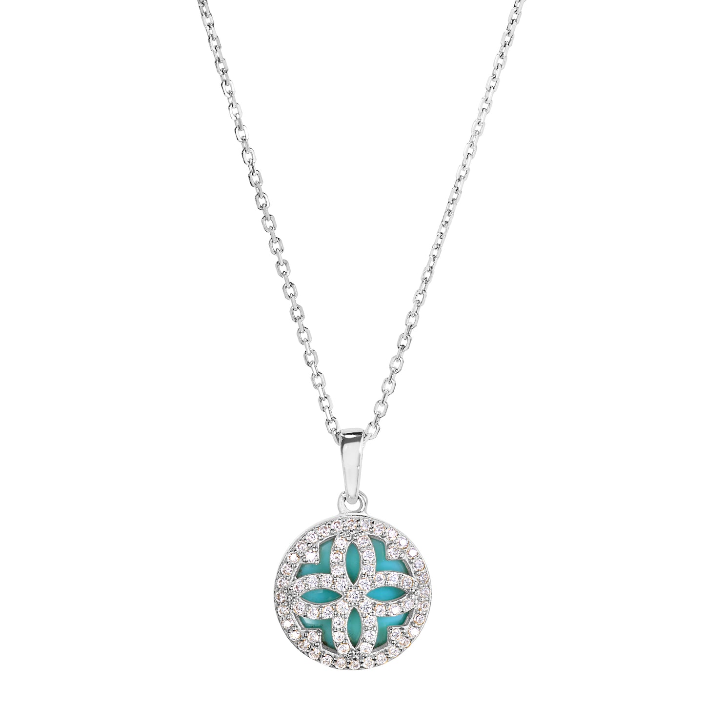 Turquoise Mother of Pearl Clover Pendant (BL2445N)