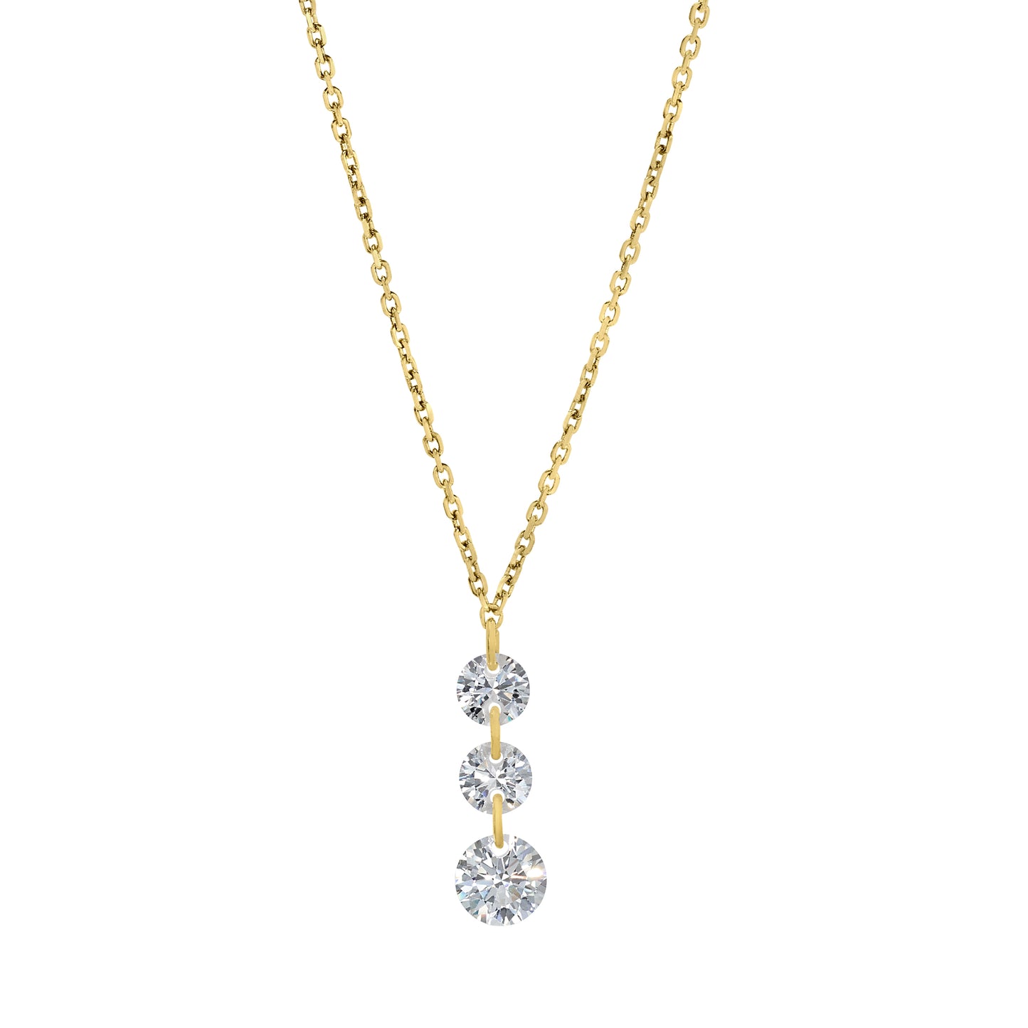 Three Stone Drop Necklace (BL2449NG)