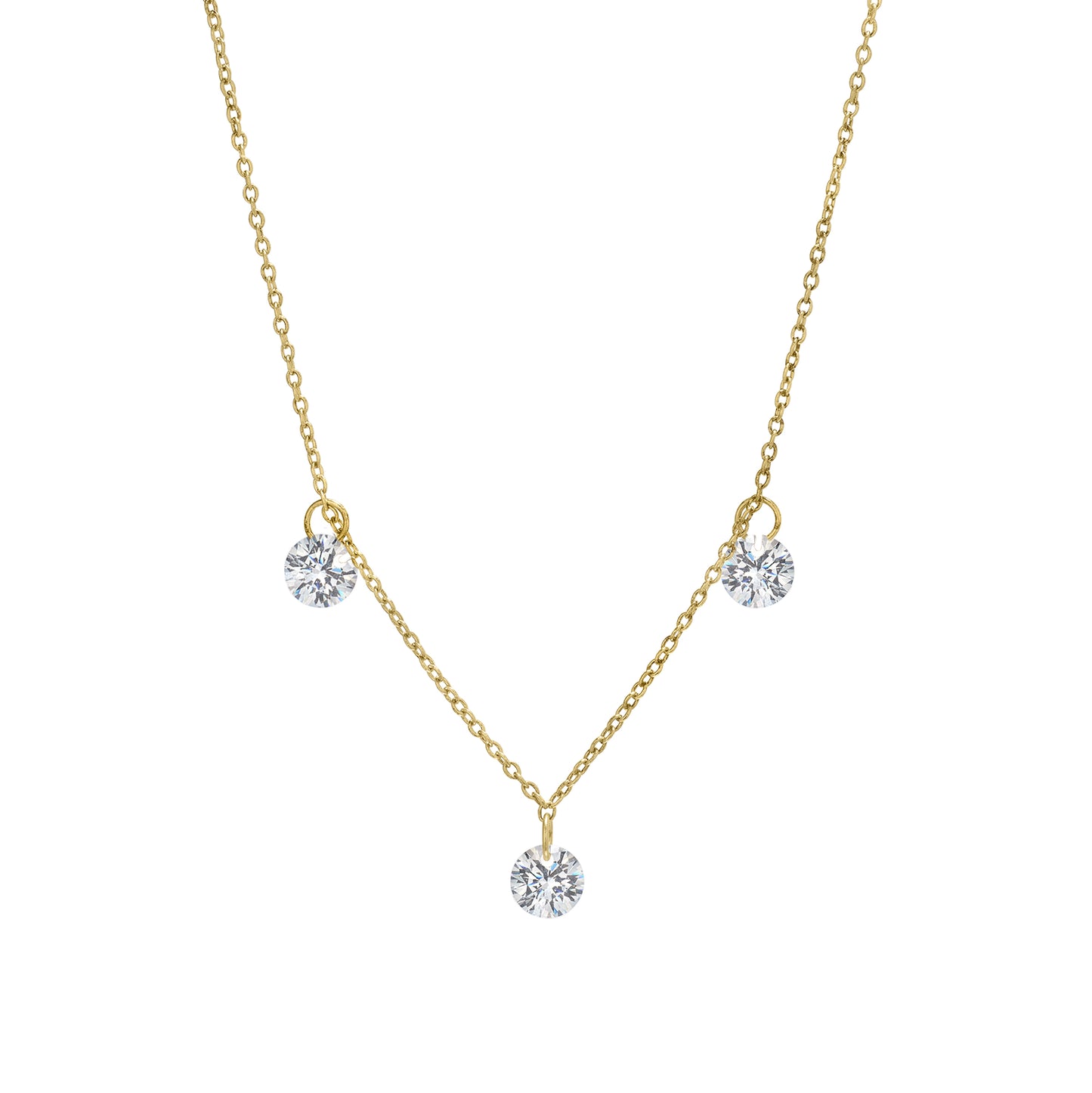 Three Stone Dangle Necklace (BL2450NG)