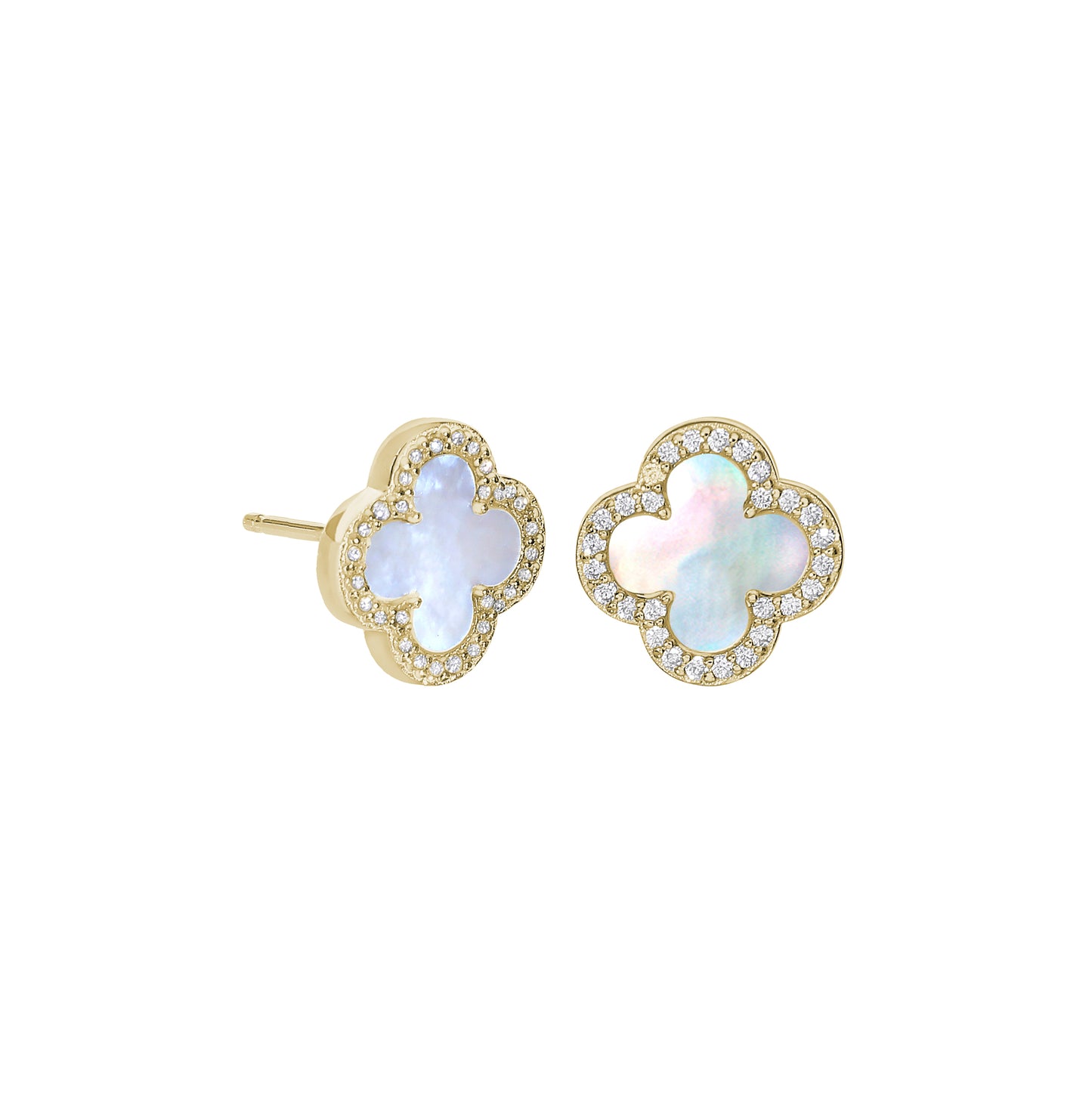 Mother of Pearl Clover Stud Earrings (BL2465EG-MOP)