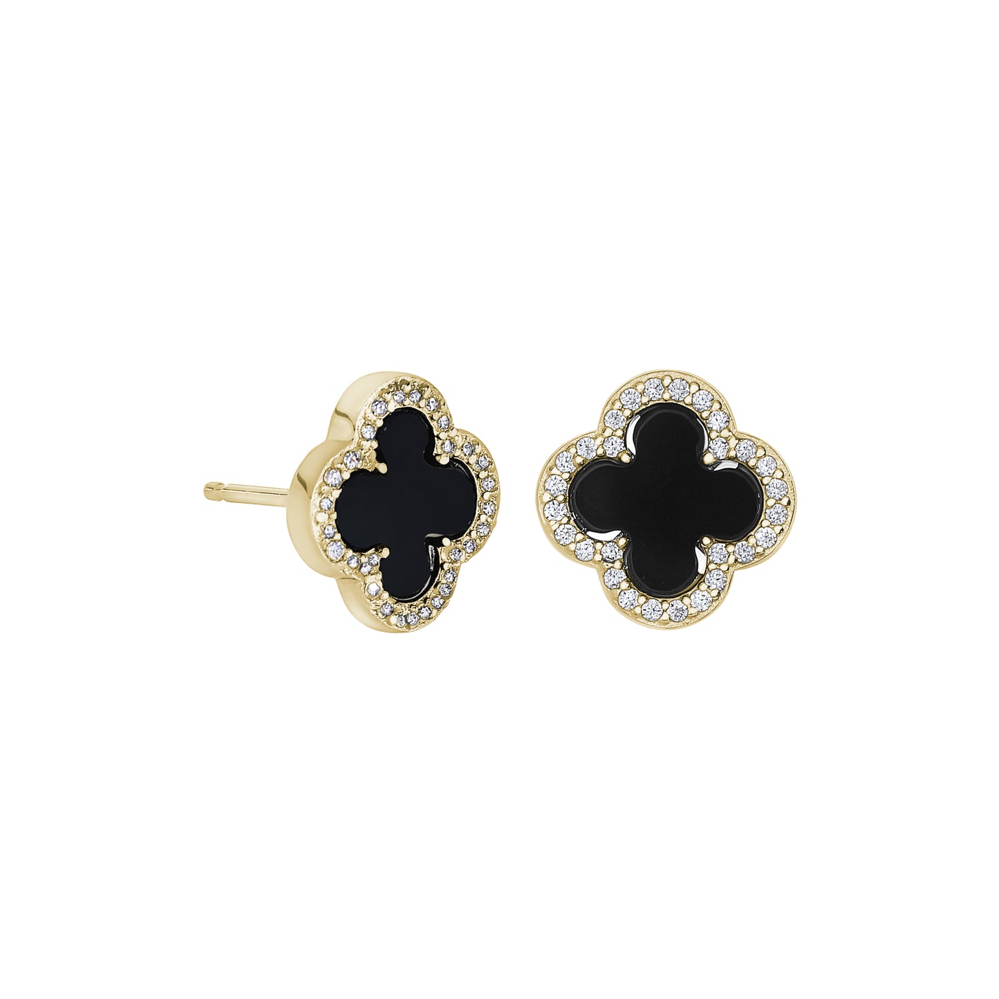 Black Onyx Clover Stud Earrings (BL2465EG-ONYX)