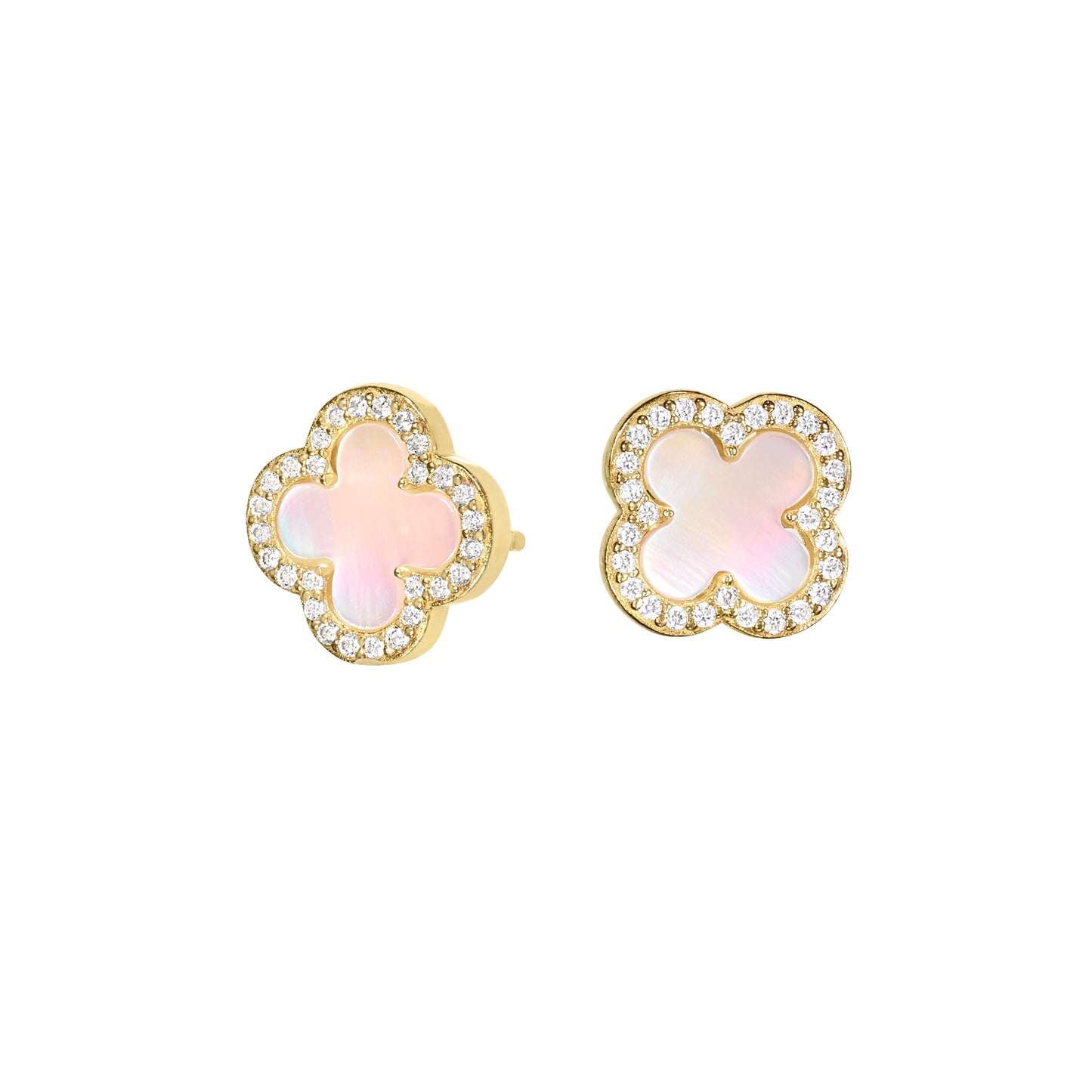 Pink Mother of Pearl Clover Stud Earrings (BL2465EG)