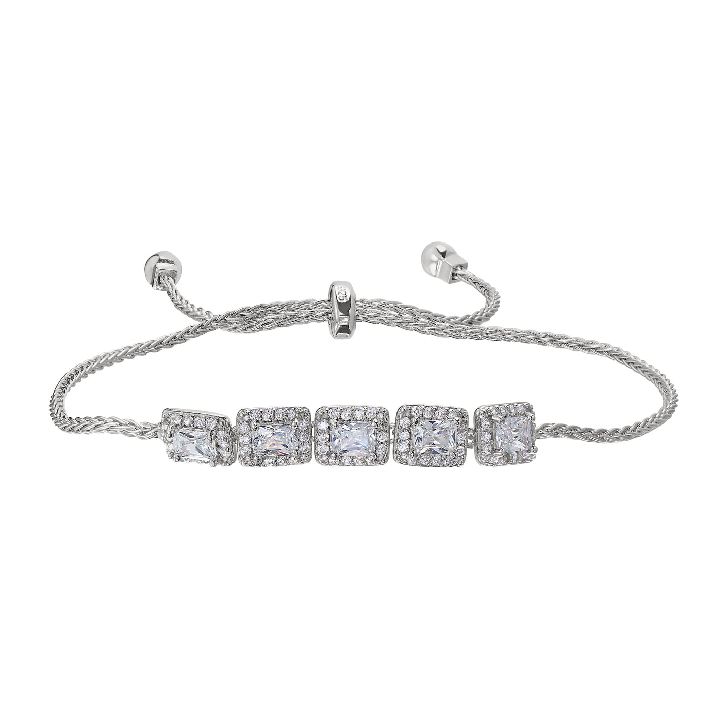 Emerald Cut Simulated Diamond Bolo Bracelet