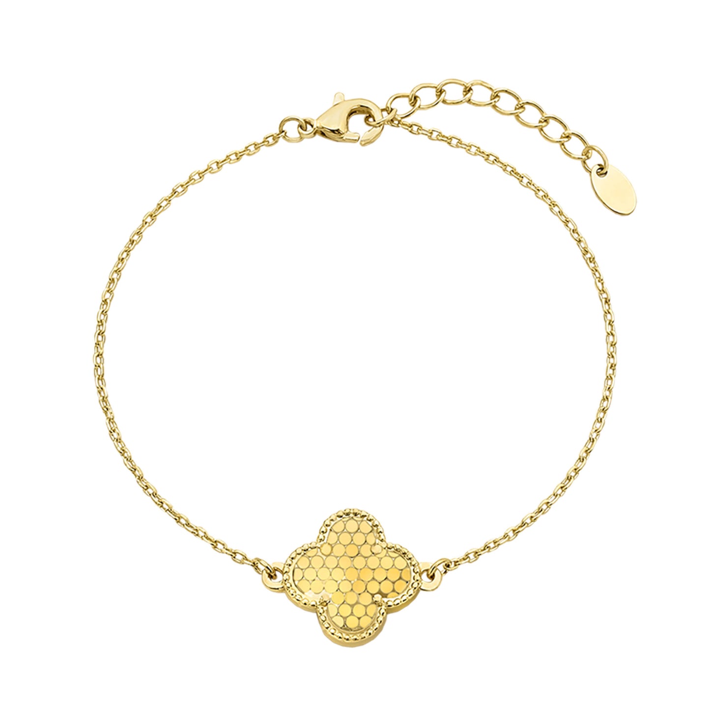 Diamond Cut Sequin Pattern Clover Bracelet