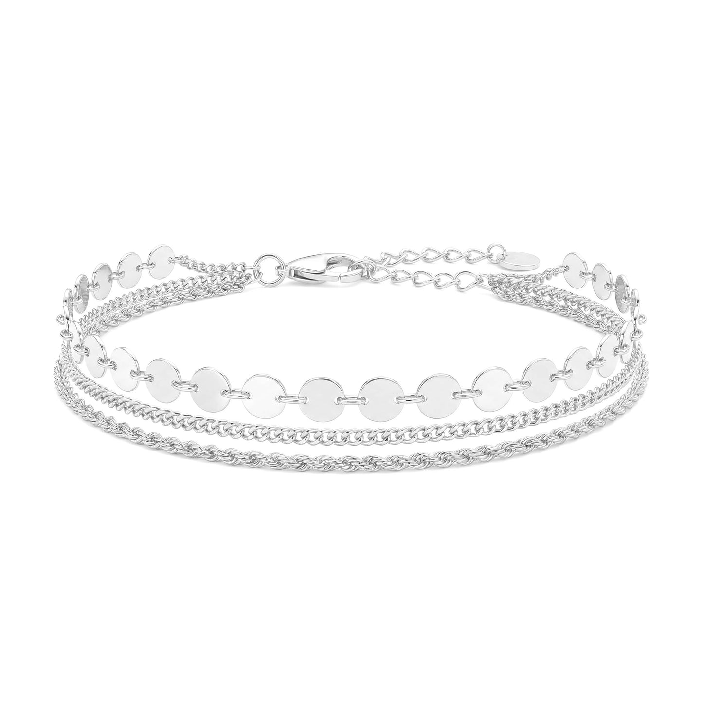 Twisted Rope, Curb, and Disc Station Bracelet Stack