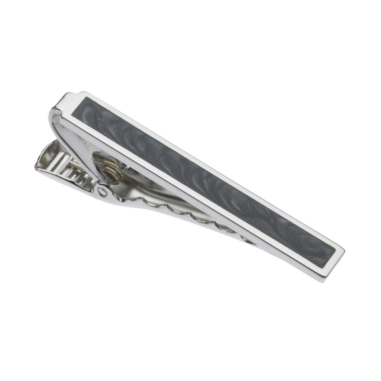 Tie Bar with Grey Swirl Epoxy Center