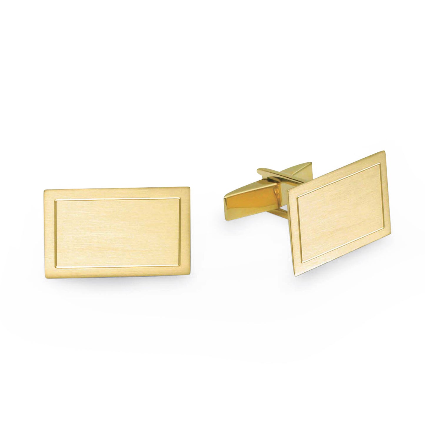 Rectangle Satined Cufflinks with Single Border (KCL-931)