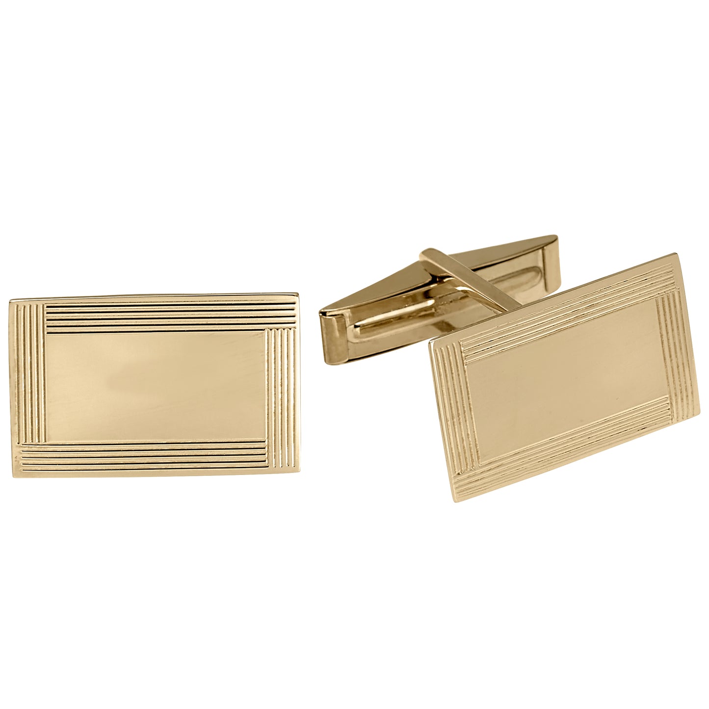 Polished Rectangle Cufflinks with Lined Border (KCL-953)