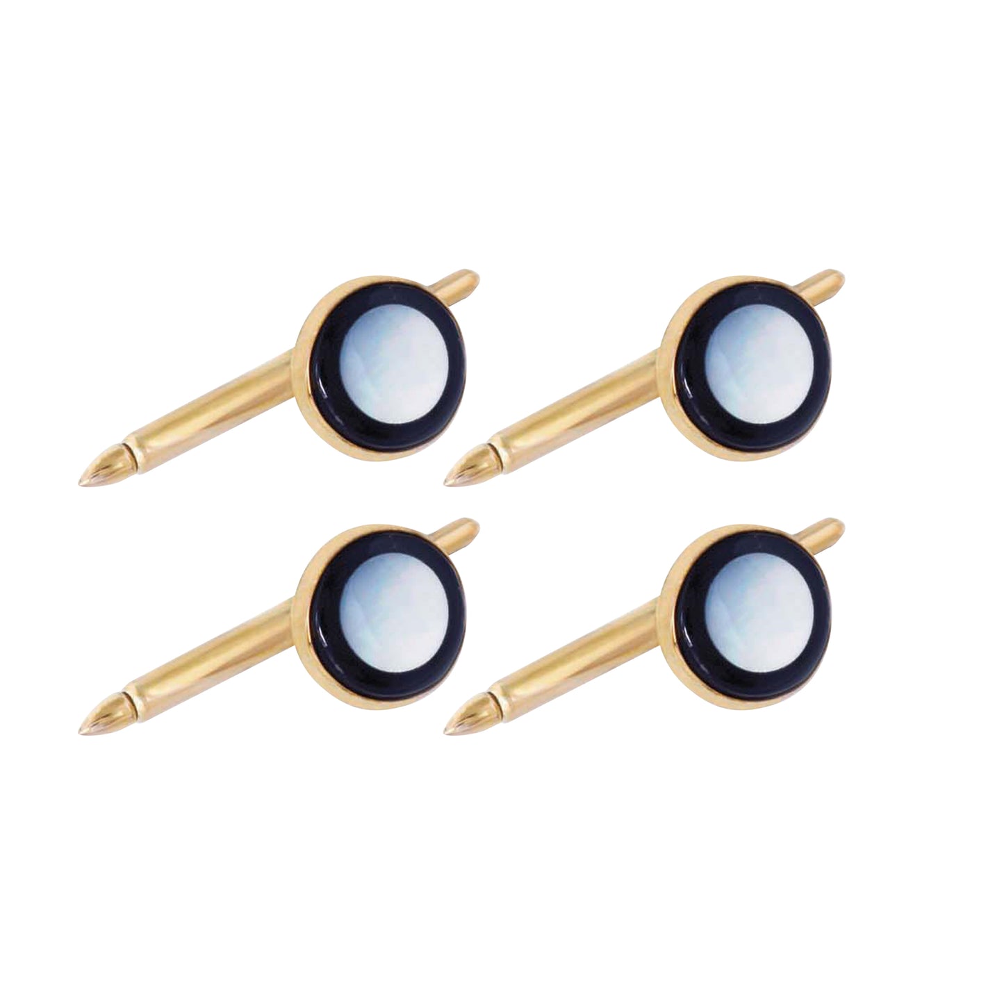 Round Black Onyx and Mother of Pearl Stud Set (KSS-981)
