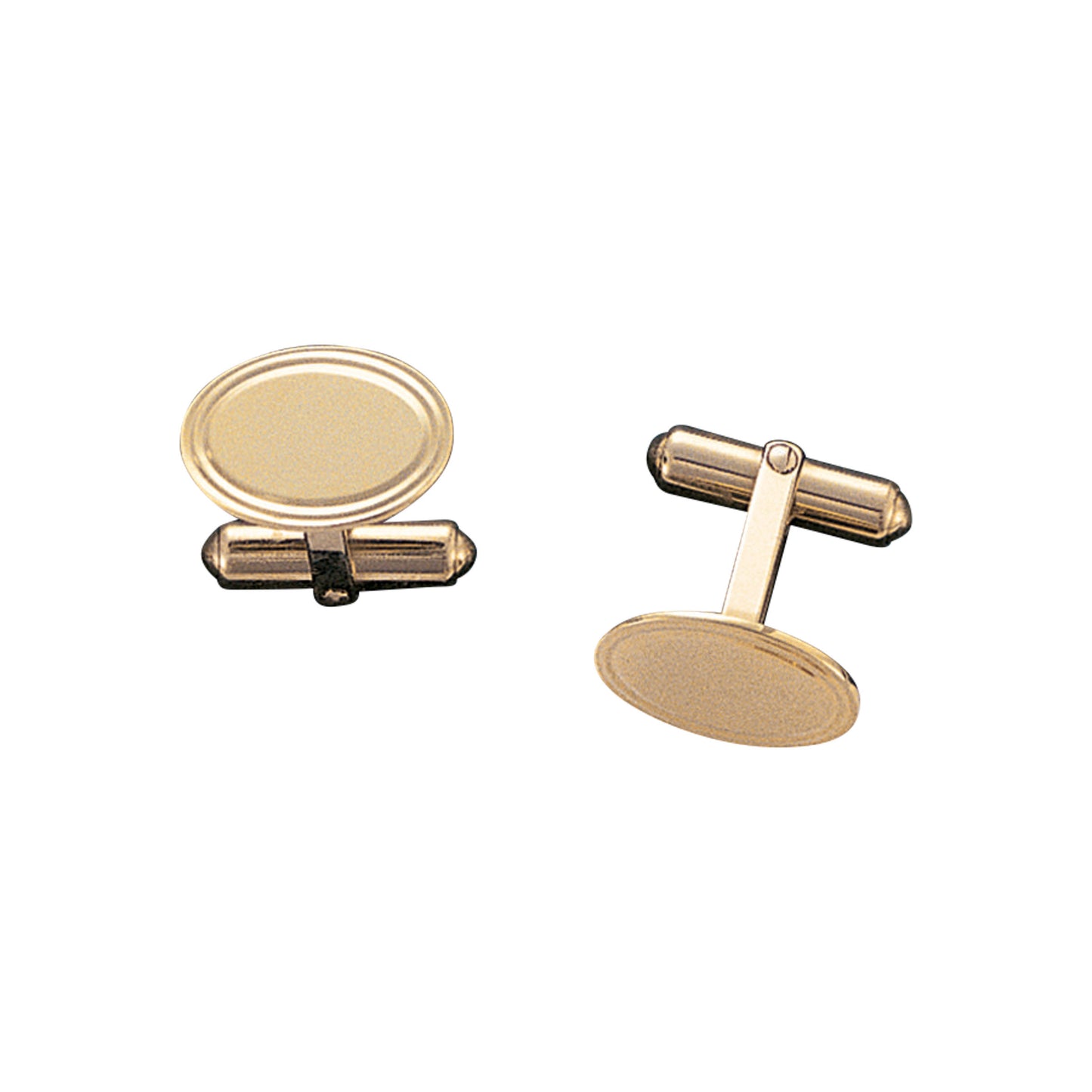 Polished Oval Cufflinks with Double Line Border (LKCL-104-2L)