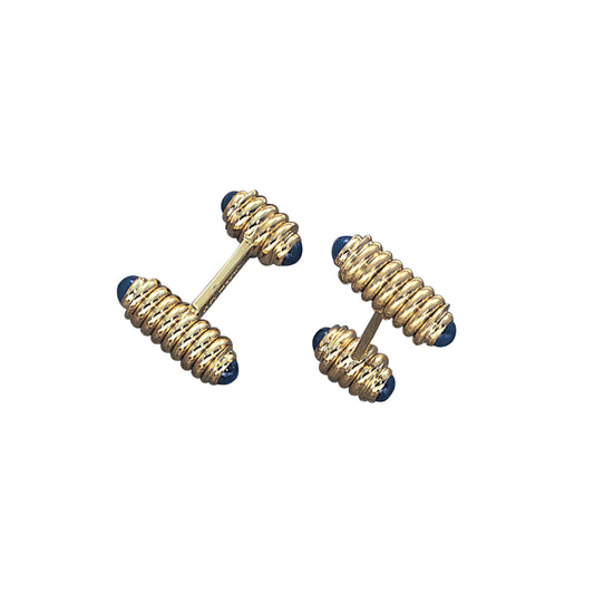 Coil Cufflinks with Sapphire Cabochons   (LKCL-192J-S)