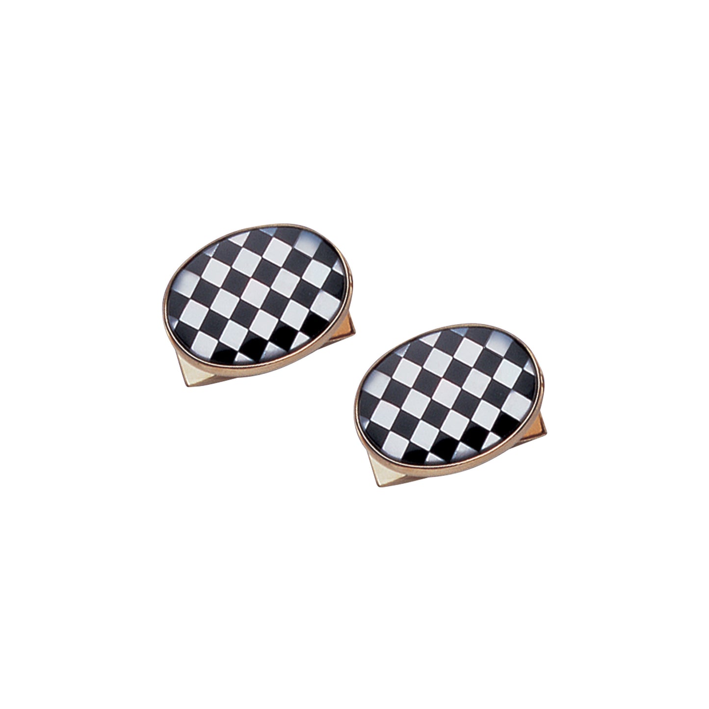 Oval Black Onyx and Mother of Pearl Checkerboard Cufflinks (LKCL-1984)