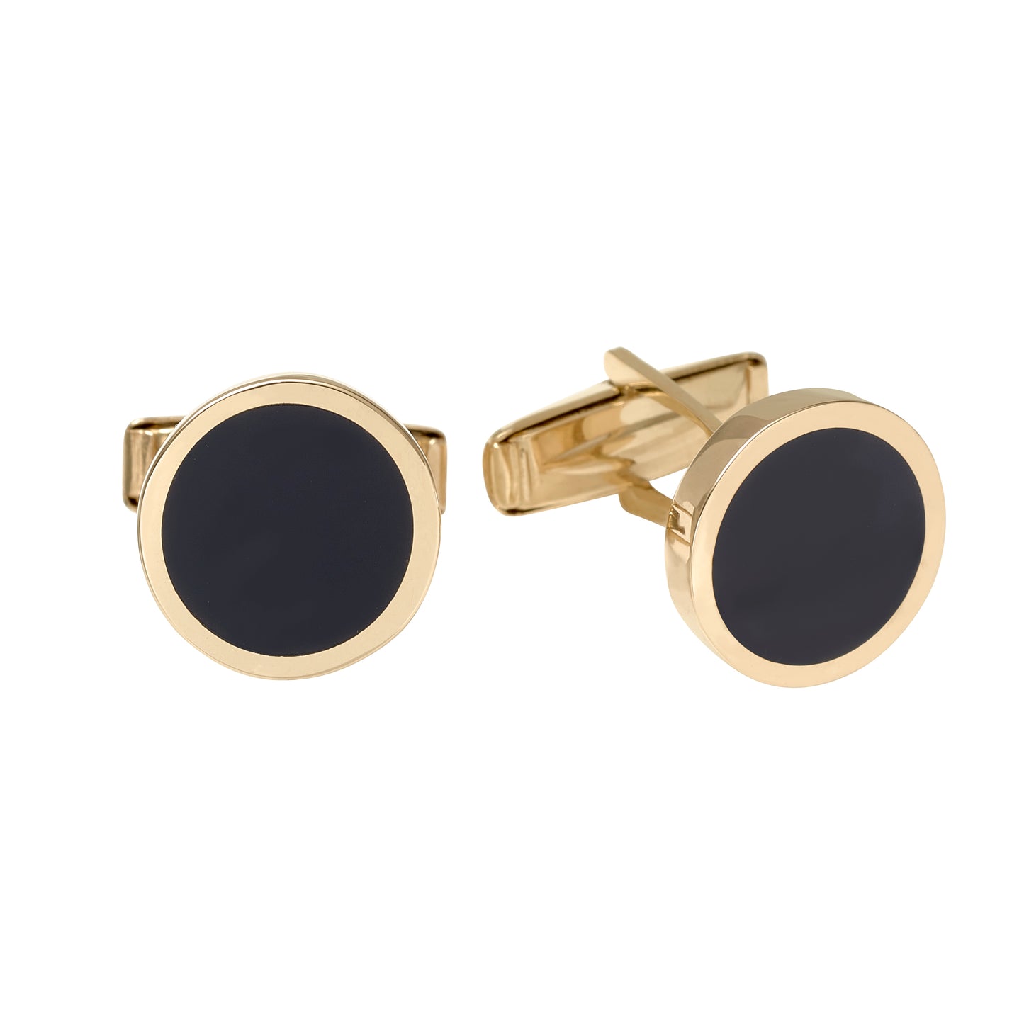 Round Inlay Onyx Cufflinks (LKCL-1S-NU)