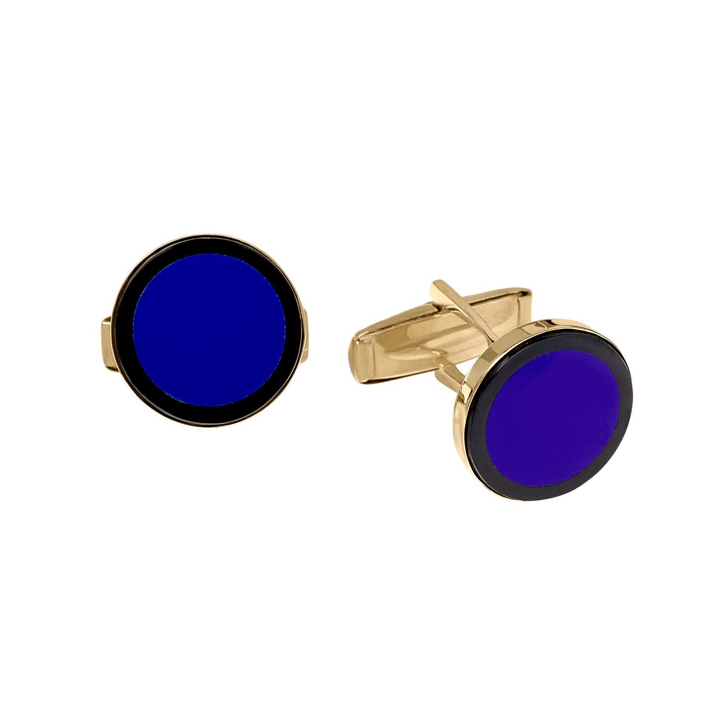 Round Lapis and Onyx Cufflinks (LKCL-1S-OL)