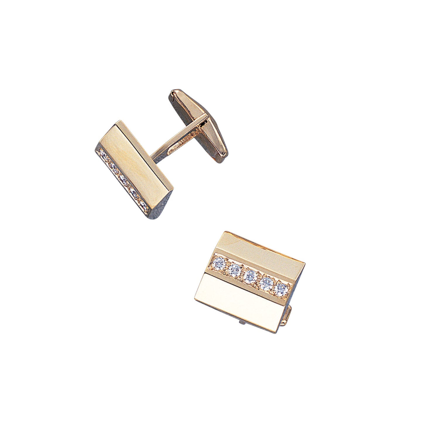 Shed Roof Cufflinks with Central Diamond Row (LKCL-24P-D)