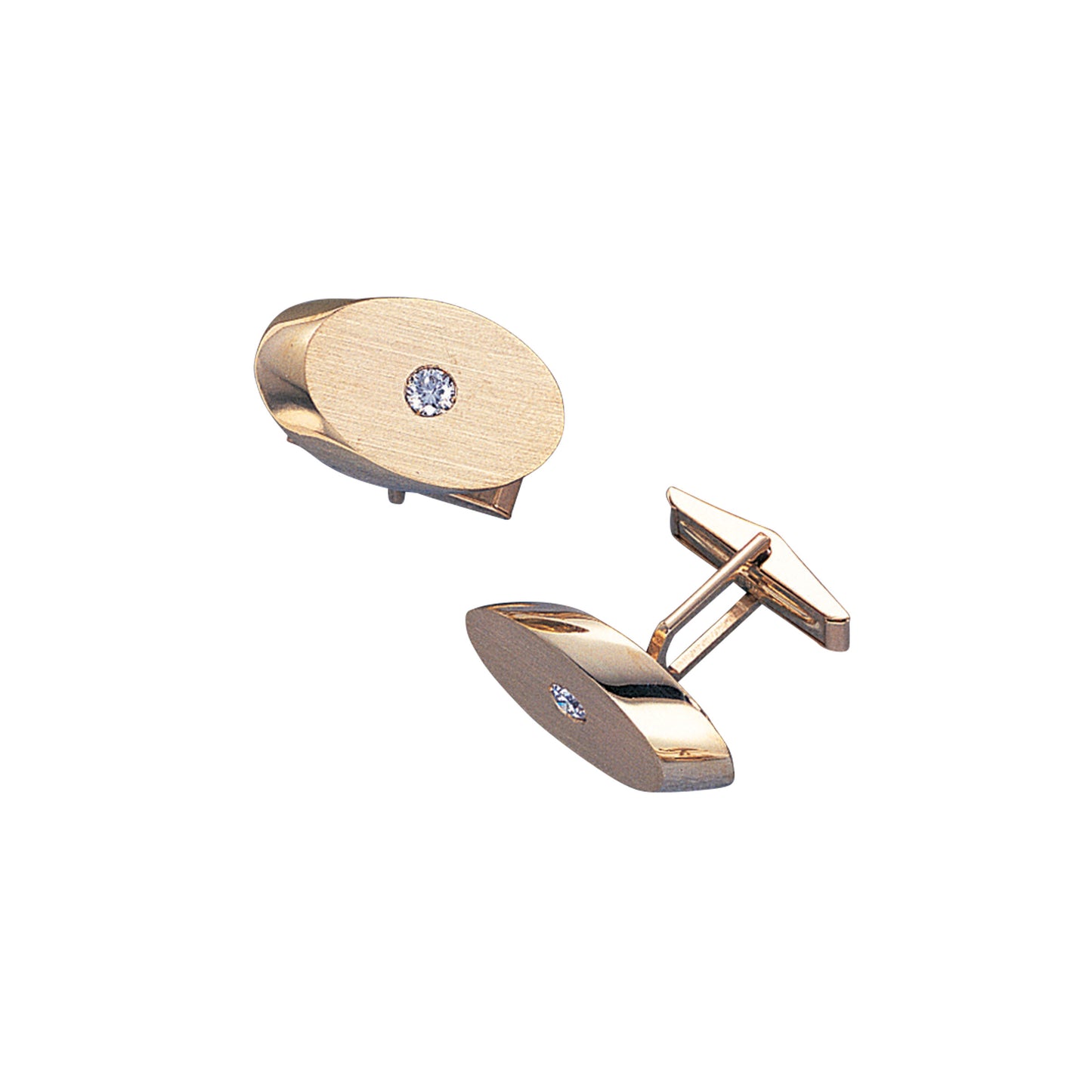 Oval Wedge Cufflinks with Central Diamond (LKCL-24S)