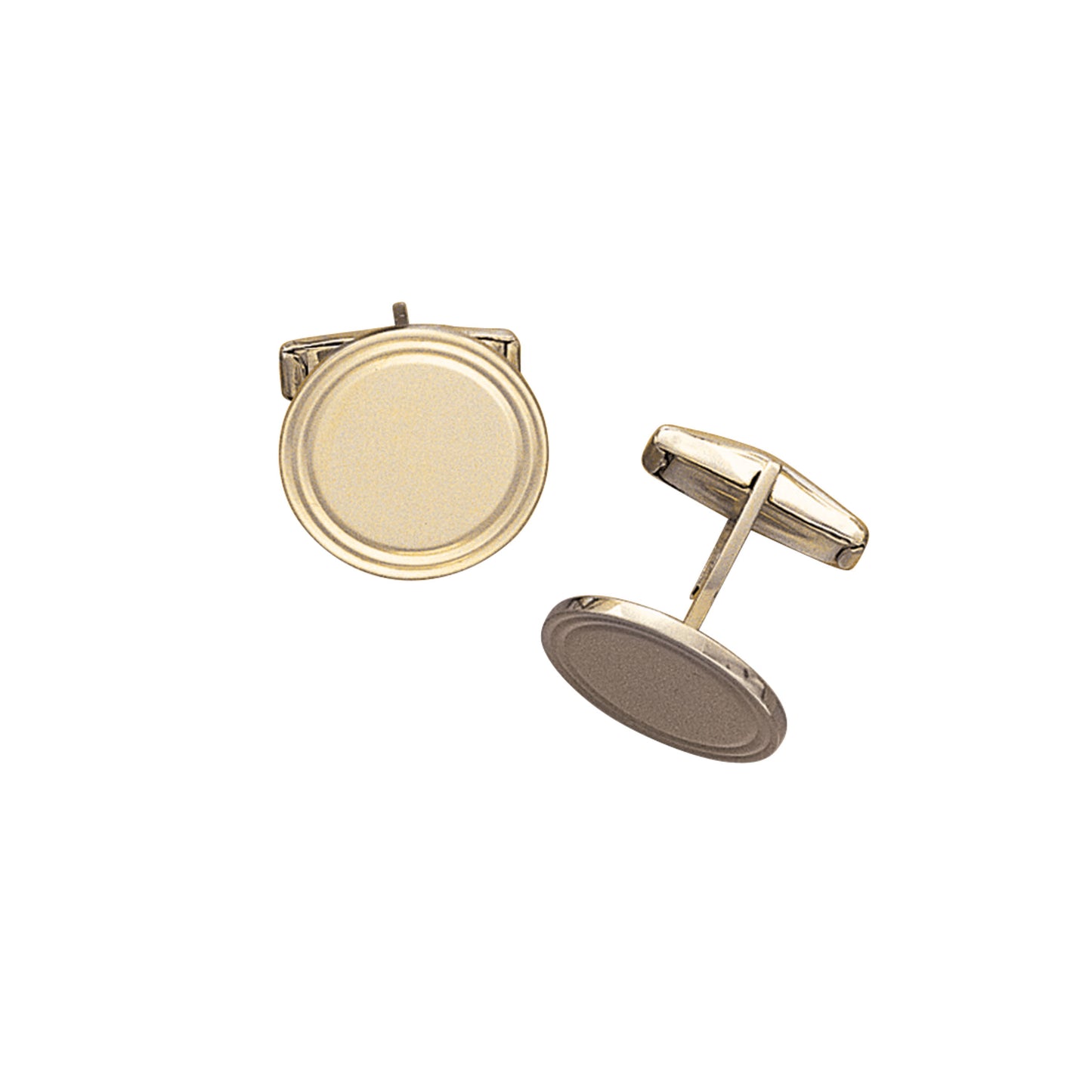 Heavyweight Round Polished Cufflinks with Double Line Border (LKCL-4C-2L-060)
