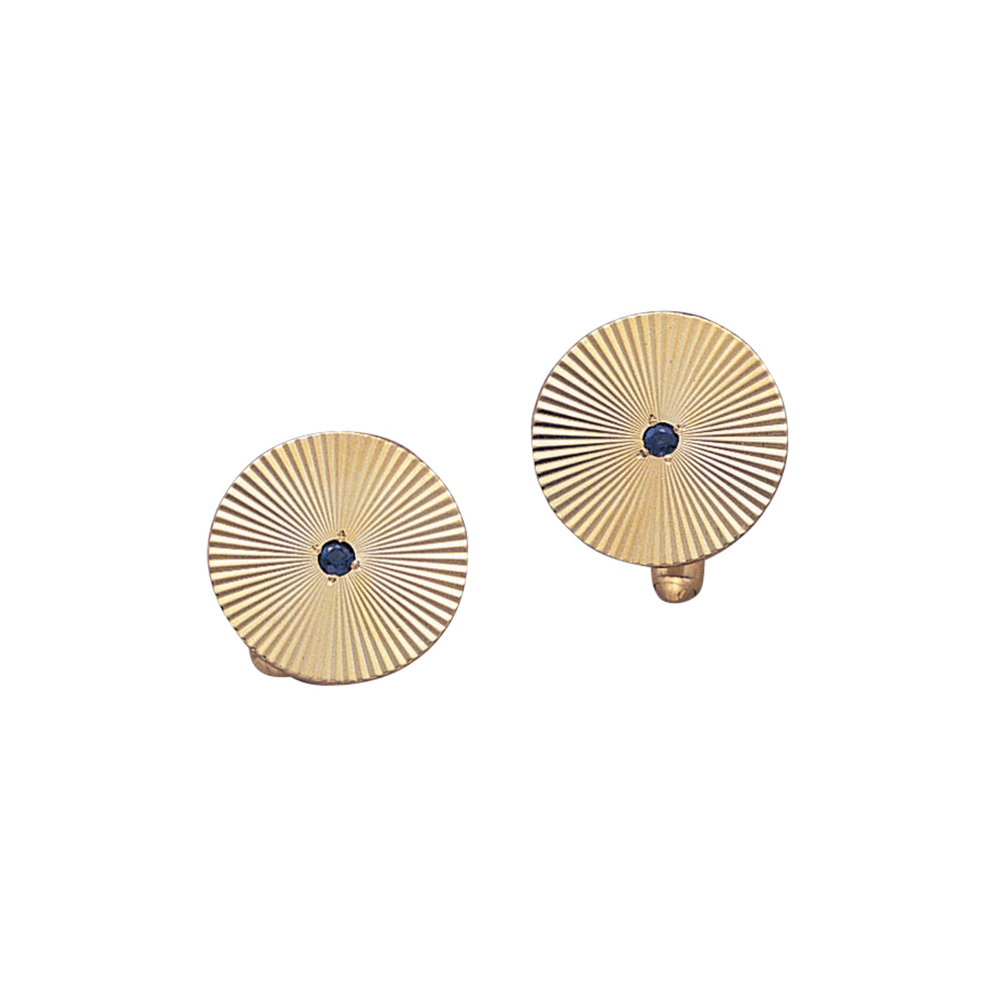 Round Sunray Cufflinks with Sapphires (LKCL-4N)