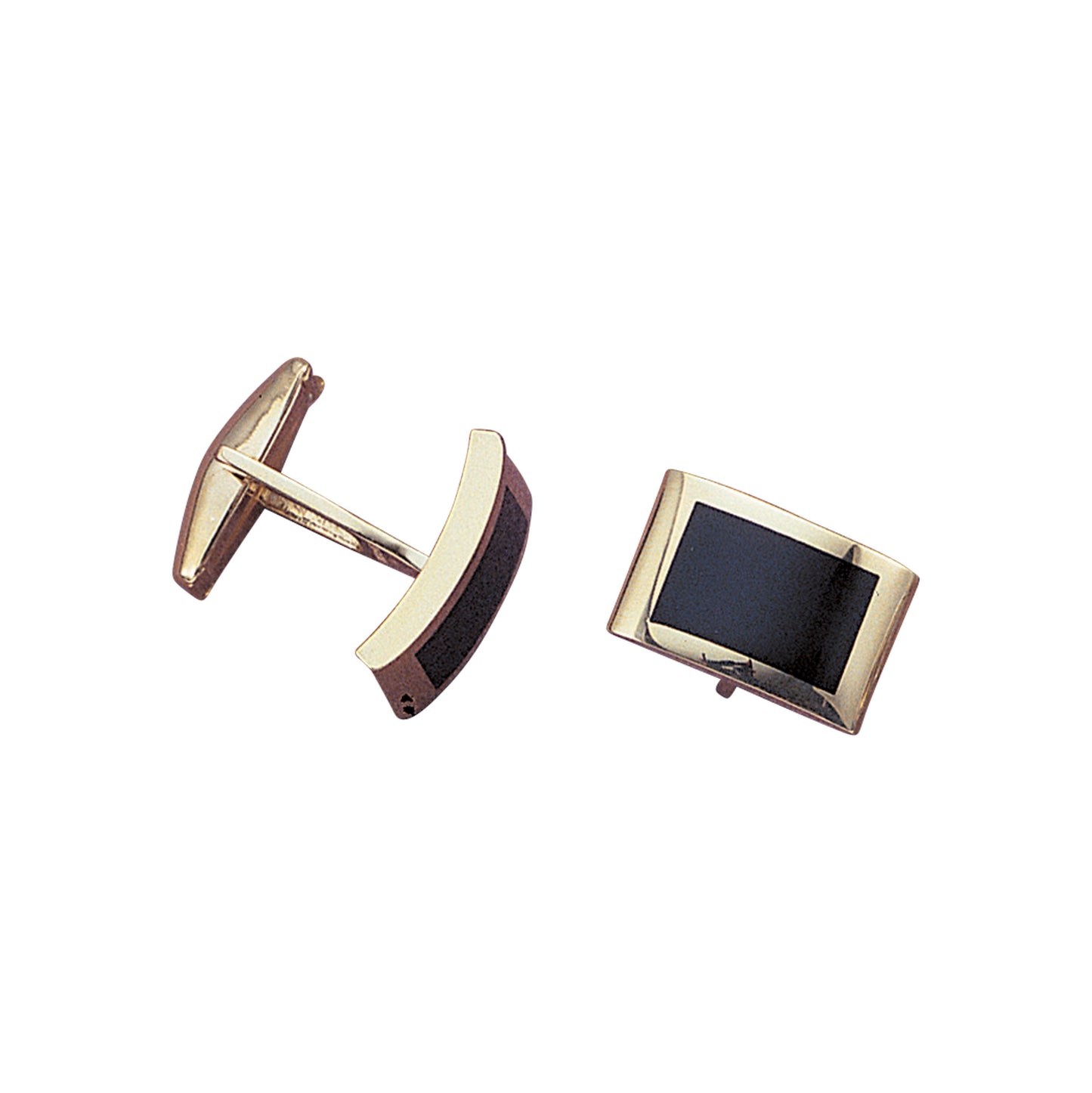 Dapped Rectangle Onyx Inlay Cufflinks (LKCL-527-10)